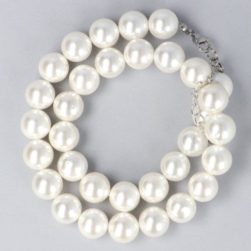 Shell pearl, fehér, golyós, 12 mm, 50 cm-es nyaklánc