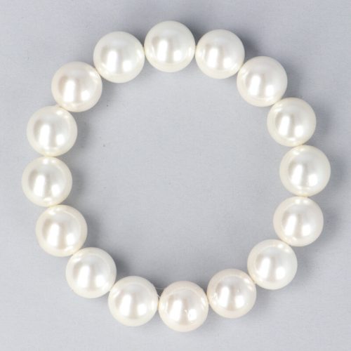 Shell pearl, fehér, golyós, 12 mm, karkötő