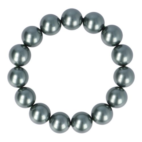 Shell pearl, olajzöld, golyós, 14 mm, karkötő